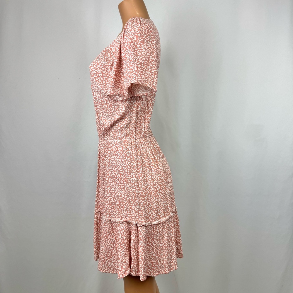 Abercrombie & Fitch Dress Ditsy Pink Leopard Mini Y2K 90s Summer Casual Sz M - Picture 5 of 13